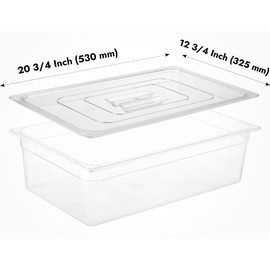 CURTA 6 Pack Food Pan Lids, Full Size NSF Polycarbonate Cover with Handle, Plastic Clear