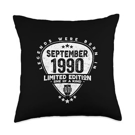 Guitar Pick Lovers - September 1990 Legends were Born in September 1990-Guitar Throw Pillow, 18x18, Multicolor