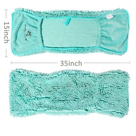 Patas Lague 2 Pack Luxury Absorbent Dog Towels, 35''x15'' Extra Large Microfiber Quick Drying Dog Shammy with Hand Pockets Pet Towel for Dog and Cat, Machine Washable (Lilac+Aqua)