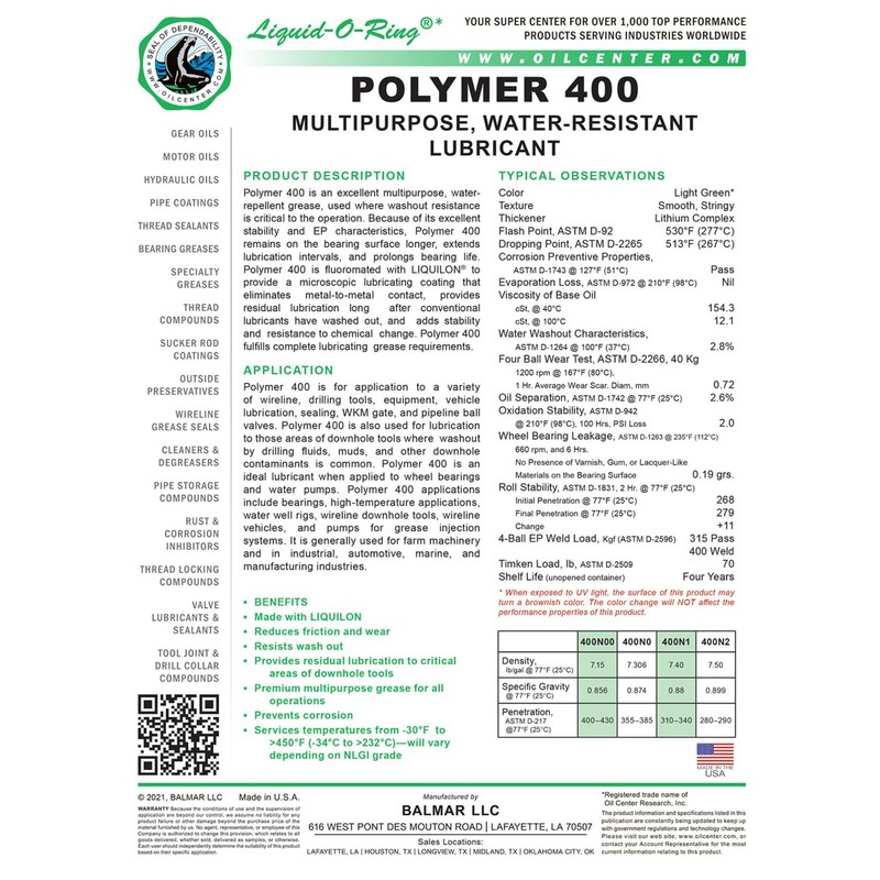 Liquid-O-Ring Polymer 400 Premium Tractor Grease (14oz) – Great for