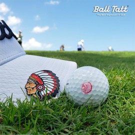 Ball Tatt - Golf Ball Stamper, Self-Inking Golf Ball Stamp, Custom Golf Ball Marker w/ 32mm Hat Clip, Reusable Golf Ball Marking Tool to Identify Golf Balls, Golfer Gift Golfing Accessory Indian Chief