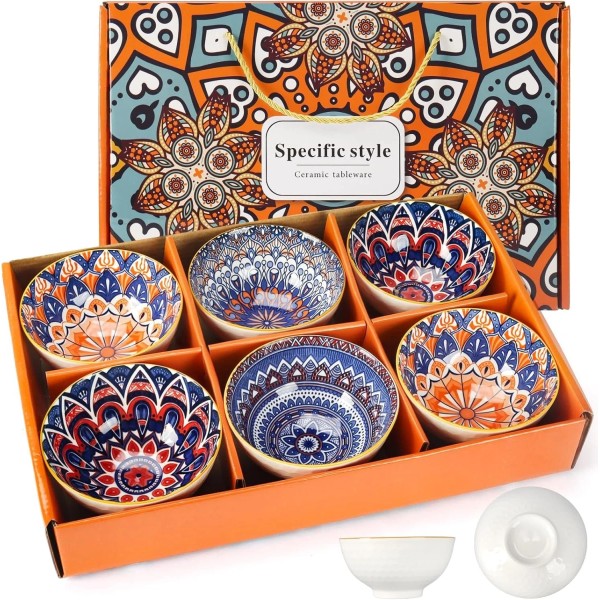 Unbranded Bohemian Style 6-Piece Ceramic Rice Bowl Set Fit for