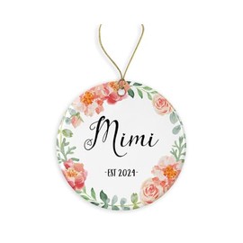 DiandDesignGift Mimi Est 2021 Gift First Time New Mimi Estimated 2021 - Mimi 'S First Christmas Ornament 2021- Mimi Keepsake Gift for Mother's Day - New Mimi Christmas Ornament Both Sides, White