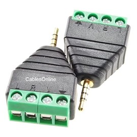 CablesOnline 2-Pack 2.5mm (1/8") Stereo TRRS Male Plug to AV 4-Screw Terminal Block Balun Connectors, PL-CN23-2