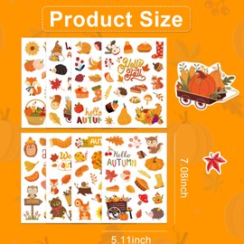 16 Pcs Autumn Stickers, Autumn Leaves Animals Maple Leaf Mushroom Theme