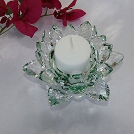 JKK SALE Crystal Lotus Candle Holder 4.5" in Gift Box (Green)