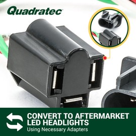 Quadratec H4 to H13 Adapter Pigtail Wiring Harness - Fits Jeep Wrangler JK & JK Unlimited 4-Door 2007-2018 - Convert to Aftermarket Led Headlights - Plug & Play Installation - Pigtail Harness