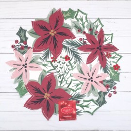 Unbranded Holiday Placemat Centerpiece Christmas Cutout Poinsettia  Flowers 15 Inch