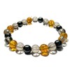 CRYSTALMIRACLE Smokey Quartz Hematite Citrine Triple Round Beaded 8 mm