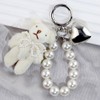 White Bear Plush Keychain,Fluffy Cute Keychain Pearl Pendant Key Chains