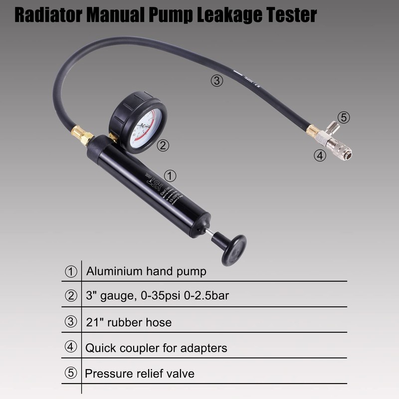 YSTOOL Radiator Pressure Tester Pneumatic Vacuum Type Purge Refill Kit