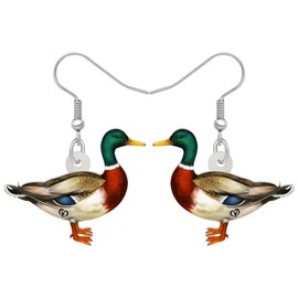 DOWAY Acrylic Charm Cute Quacker Mandarin Duck Earrings Drop Dangle Jewelry Farm Decoration for Women Funny Party Gifts (Mallard Duck B)