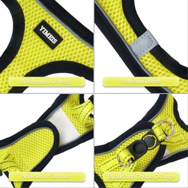 YIMEIS Dog Harness and Leash Set, No Pull Soft Mesh Pet Harness, Reflective Adjustable Puppy Vest for Small Medium Large Dogs, Cats (Fluorescent Yellow, X-Small (Pack of 1)
