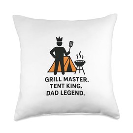 Grill Master Tent King Dad Legend | Father's Day Camping Throw Pillow