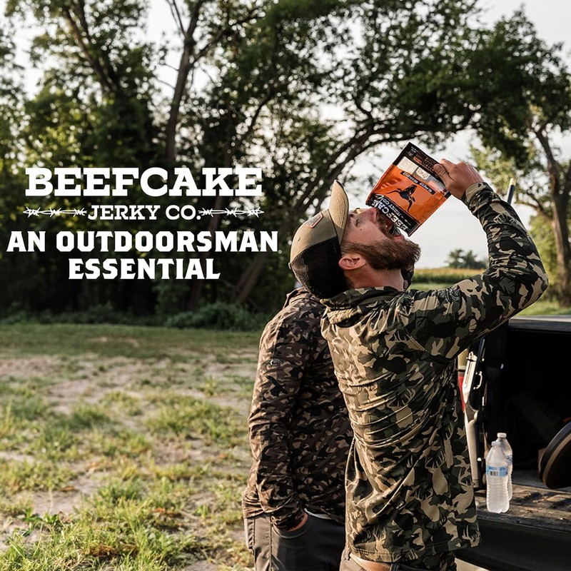 Beefcake Jerky Original Meat Sticks, Smoky Beef Protein Snacks, 8g