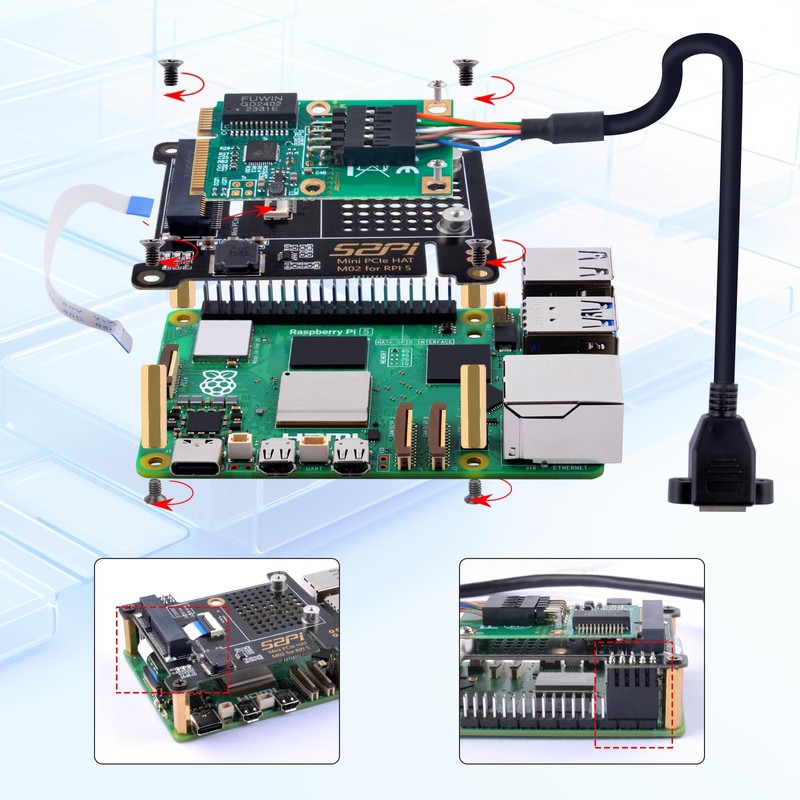 GeeekPi PCIe Express to Mini PCIe HAT M02 for Raspberry