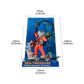 AnRui Deep Sea Diver with Hose Aquarium Decorations Air Action Aerating Ornament Live Action Aerating Ornament Fish Tank Landscape Air Bubbler Movement Decor,Orange