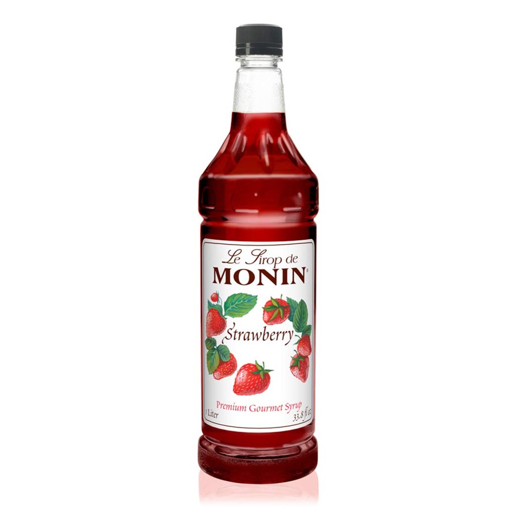 Monin - Strawberry Syrup, Mild and Sweet, Great for Cocktails and Teas, Gluten-Free, Vegan, Non-GMO (1 Liter)