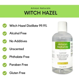 Witch Hazel Distillate (Alcohol free) 8oz/240ml–by Amson Naturals – for Face Body Hair
