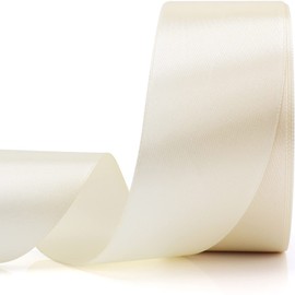 Baocuan 1-1/2 inch Rice White Solid Satin Ribbon 25 Yards 100% Polyester Fabric Soft and Durable for Wedding Invitations, Bridal Bouquets, Sewing, Party Decorations, Gift Wrapping and More