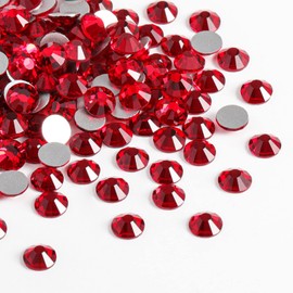 Beadsland 576pcs Flat Back Crystal Rhinestones Round Gems for Nail Art and Craft Glue Fix, Siam, SS30,6.3-6.5mm