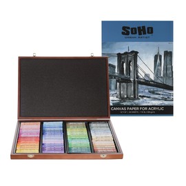 12x16 Canvas Pad & 72pc Soft Oil Pastels Set Bundle, 20 Sheets Textured Surface and Bleed Proof Canvas Paper (110lb/180gsm)