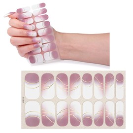 128 Pieces 8 Sheets Full Wrap Nail Polish Stickers Nail Strips Self-Adhesive Gel Nail Strips Art Decals with Nail File for Home Women Girls DIY Nail Decorations (Elegant Style)