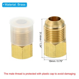 PATIKIL 1/4 Inch Female Flare x 1/2 Inch Male Flare Connector, SAE 45 Degree Brass Adapter Pipe Fitting for Air Gas Line Refrigeration HVAC