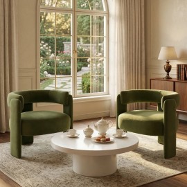 Modern Arm Chair Stock Green Velvet Fabric Accent Chair Wood Frame Ergonomic Wingback Leisure Chair Living Bedroom Furniturecolor: Orange, size: W33''D29''H29''
