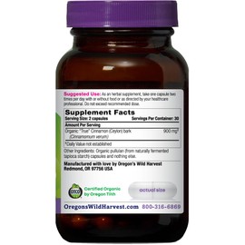Oregon's Wild Harvest Organic True Cinnamon Ceylon 60 Count Vegan Capsules