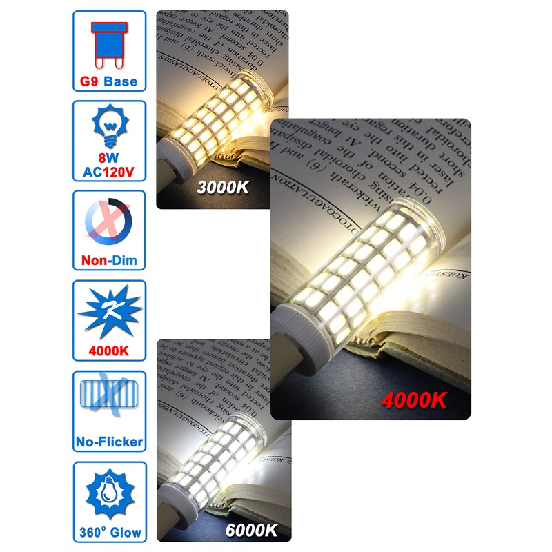 Ziomitus G9 Led Bulbs 75W 80W 100W Replacement 4000K Natural