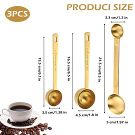 3 Stück Kaffeemaßlöffel, Kaffeelöffel portionierer, 5 ml 15 ml 30 ml, Kaffeelöffel Portionierer mit Langem Griff, Edelstahl Dosierlöffel für Abmessen, Wiederverwendbar Zum Kaffee Kakao Bohnen Gewürze