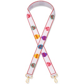 NVENF Valentine’s Day Purse Strap Replacement Beaded Purse Straps Red Pink XOXO Heart Crossbody Bag Purse Strap Accessories (Style F)