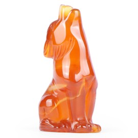 Artistone 2" Red agate Crystal Wolf Decor Hand Carved Healing Wolf Statue Gifts for Man or Women, Ornament Gemstone Pocket Animal Figurine with Gift Box