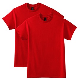 Gildan Unisex Adult Dryblend T-shirt, Style G8000, Multipack Shirt, Red (2-pack), Medium US