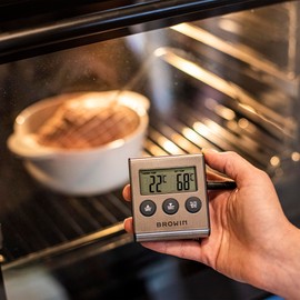 Browin 185609 Food Thermometer with Stainless Probe for Meat, Steel - 1.5 m | From 0 to 250°C | Timer, Alarm, Electronic Display, Thermometer for Meat