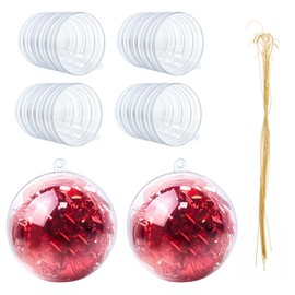20Pcs 80mm Christmas Ball Ornaments Clear Plastic Fillable Christmas Ball 3.15'' DIY Craft Ornaments,Shatterproof Xmas Tree Hanging Balls Decorations for Holiday, Wedding, Birthday, Christmas Decor