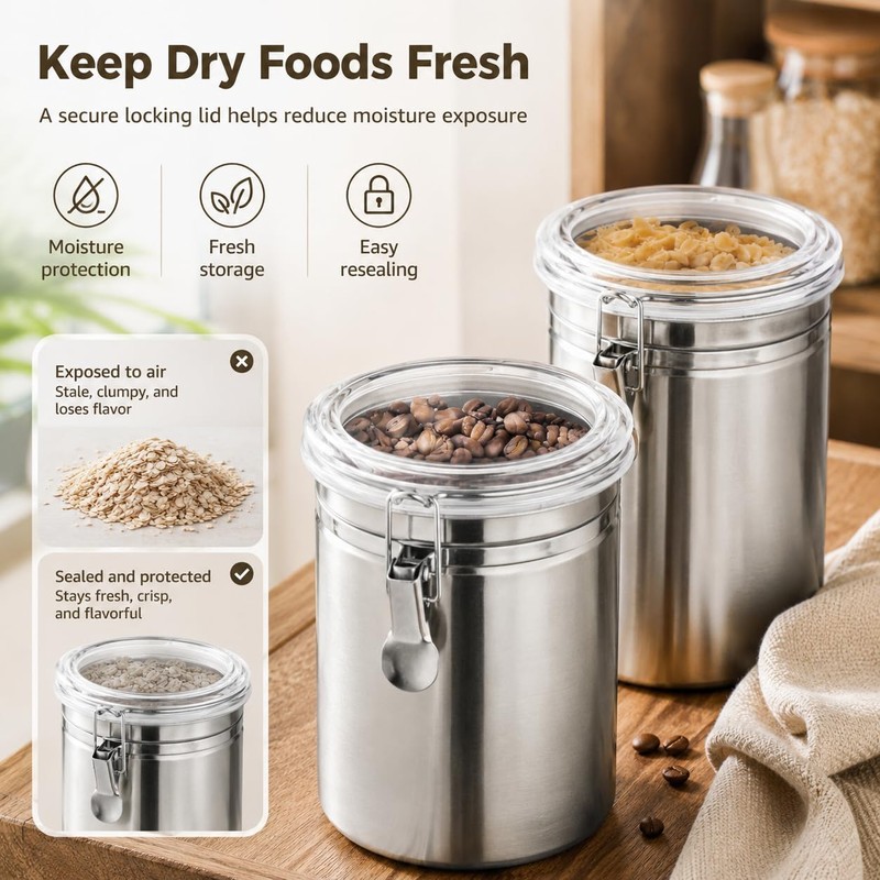 COSYOO 3 PCS Stainless Steel Canister Set, 62 oz Airtight