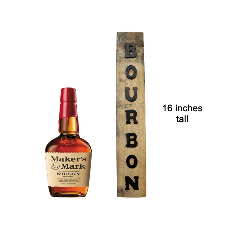 Reclaimed Bourbon Barrel Stave Sign - Decor for Home Bar