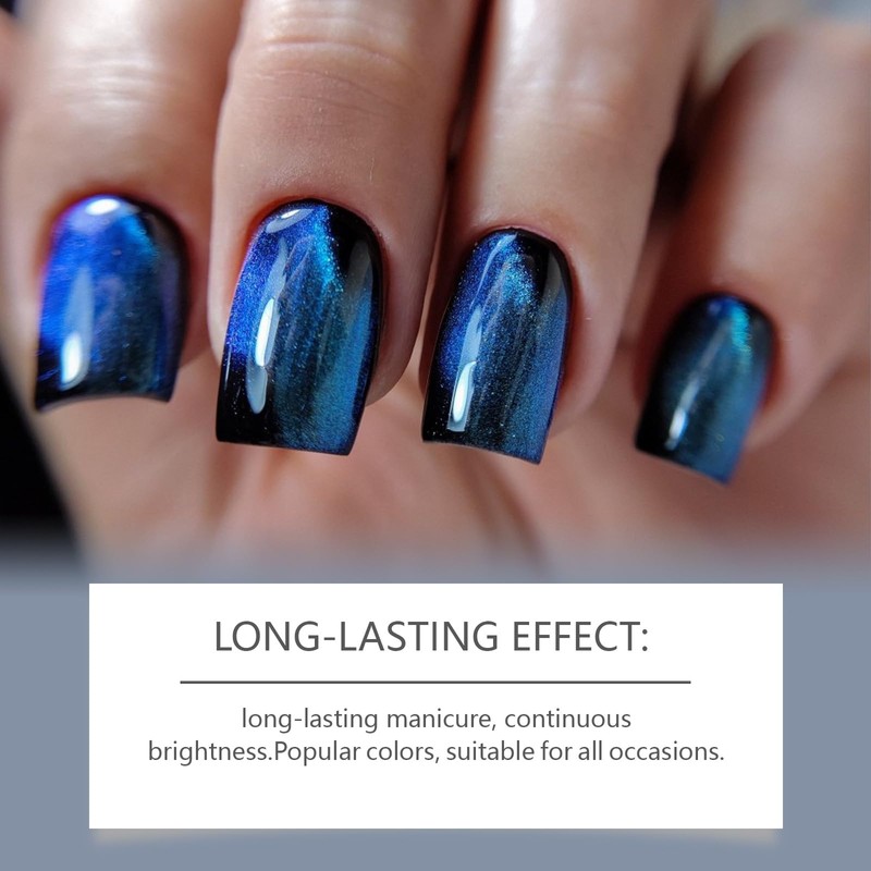 Esmalte de uñas magnético azul negro | Efecto ojo de