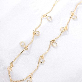 MYEARS Women Gold Anklet Diamond Dangle Dainty Foot Wave Chain 14K Gold Filled Summer Boho Beach Simple Cute Jewelry Gift