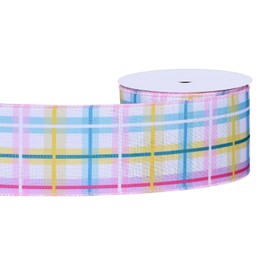 YAMA Easter Wired Ribbon for Crafts 1 Roll*2.5 Inch, 10 Yards Bunny Easter Egg Spring Ribbon for Gift Wrapping Wreath Bow DIY Crafts (F)