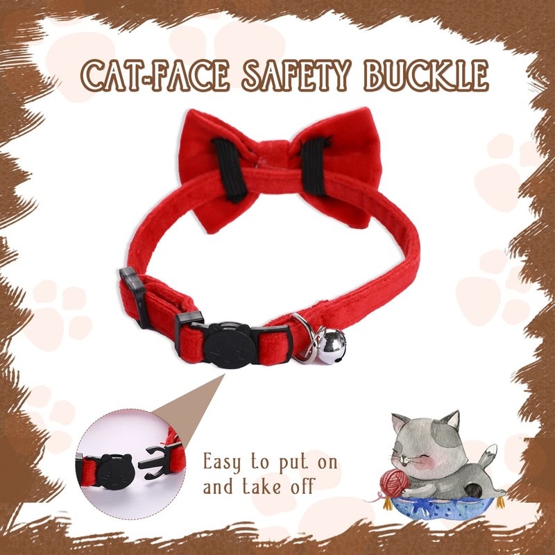 Sliverdew 2 Pcs Velvet Cat Collar with Bell and Bowtie,