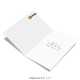 NobleWorks, Big Animal Valentines Card with Envelope (8.5 x 11 Inch) - Jumbo Notecard for Valentine's Day - Upside-Down Giraffe J6336VDG
