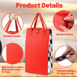 Weintasche für zwei Flaschen, Wein-Geschenkbox für 2 Flaschen, doppelte Weinflasche, Ledertasche, tragbare Weintasche, Wein-Geschenktasche für Picknick, Reisen, Party, Hochzeit, rot, modisch