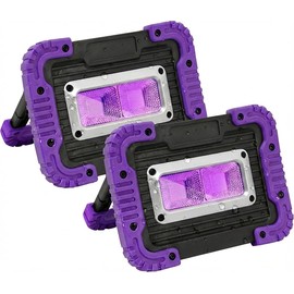 GPRK Rechargeable Black Light, Portable UV Blacklight Flood Light for Glow Parties, Body Paint, Night Fishing, Fluorescent Reactive Decorations, Halloween, Outdoor Events, IP65 Waterproof, 2 Pack
