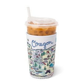 Swig Life Medium Iced Cup Coolie, Standard 22oz Iced Coffee Cup Insulator Sleeve with Handle, Neoprene Insulated Coolie Keeps Drinks Cold (Oregon)