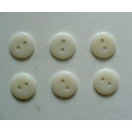Unbranded 6/pcs Buttons Small Size: D=3/8" (9 mm) teeth white color 2 holes