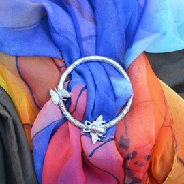 Bee and Butterfly Scarf Ring, Pewter Scarf Ring, Gardeners Gift, Pewter Scarf Ring, Hand Cast By William Sturt