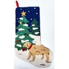 Peking Handicraft Golden Retriever Christmas Hooked Stocking- Wool 21'', Navy